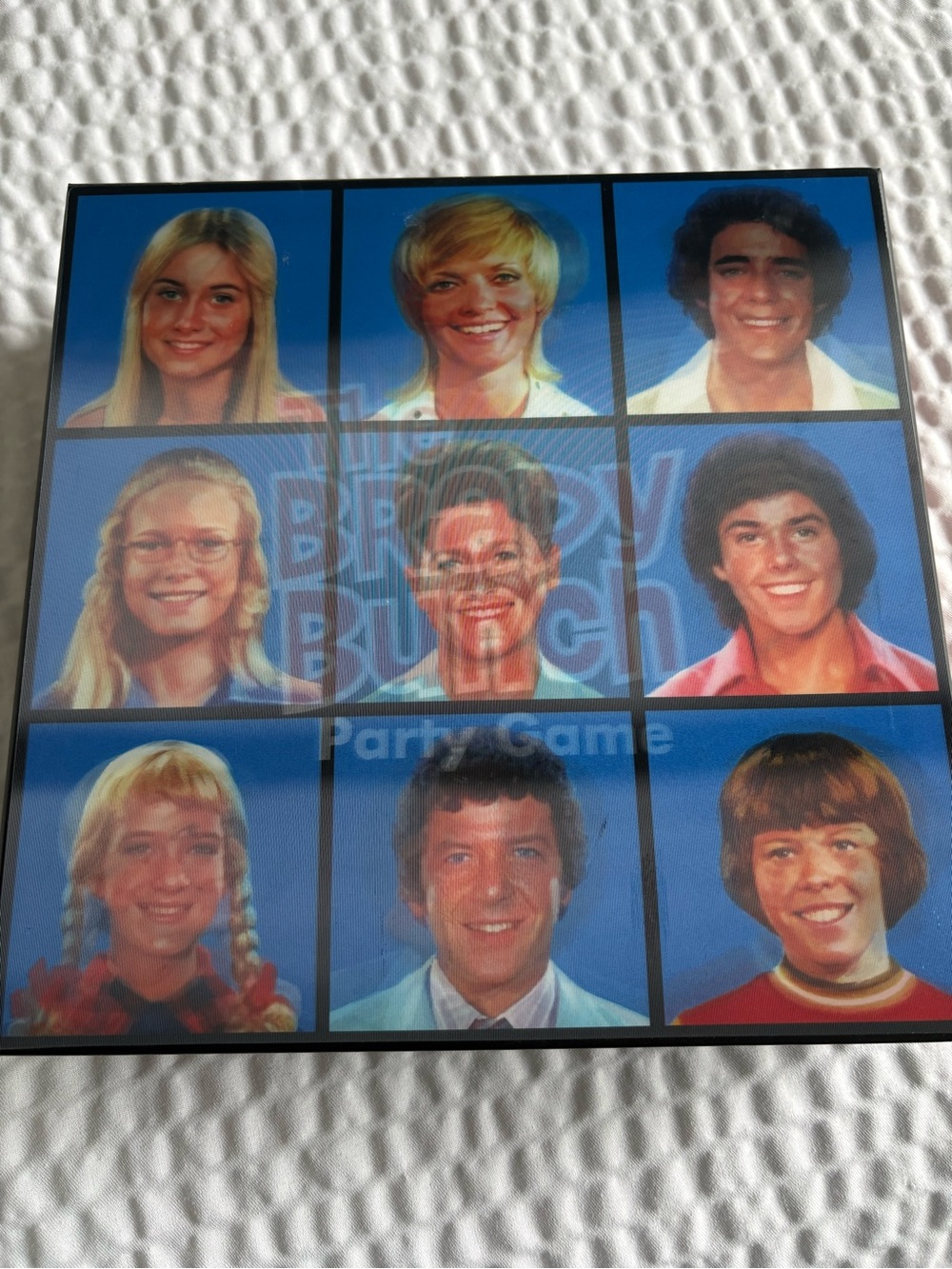 The Brady Bunch Party Game Box Art - Blue Grid Character Cover